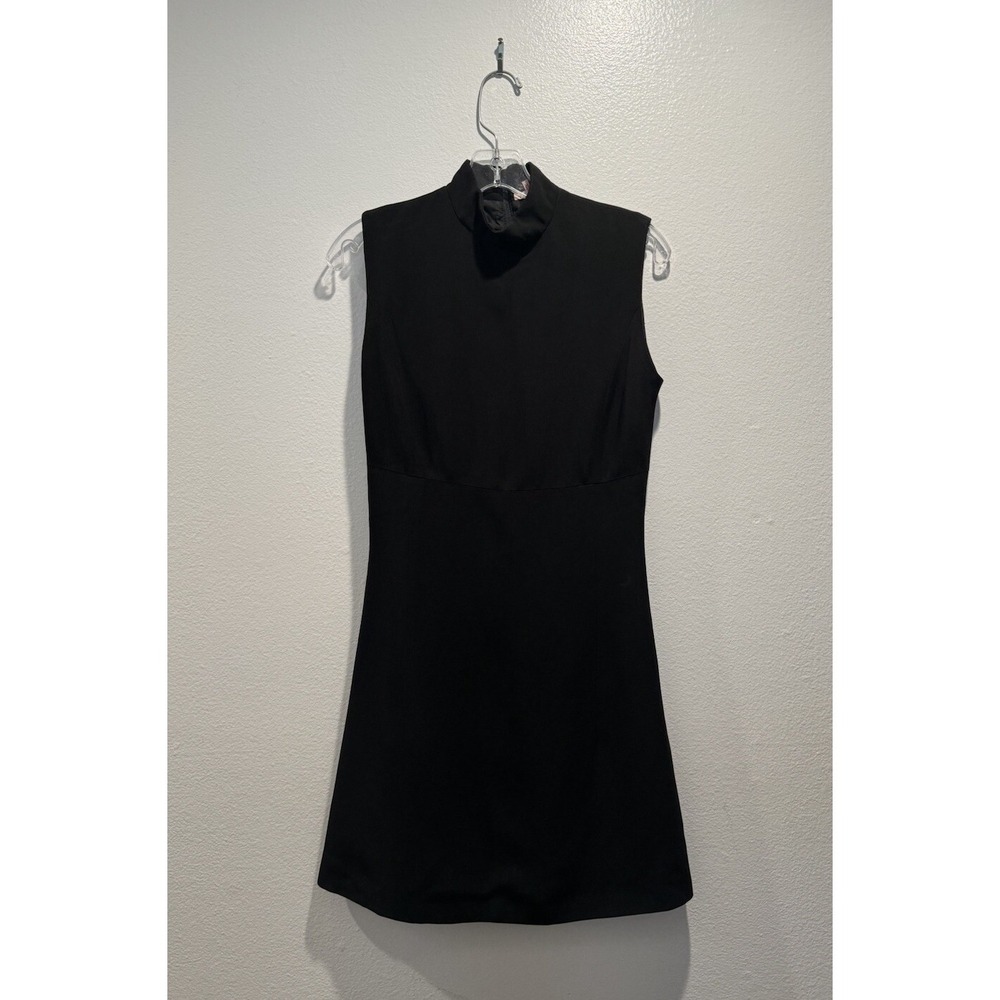Vintage Jerome L'huillier Dress Size 38 Black Retro Mock‎ Neck Sleeveless READ